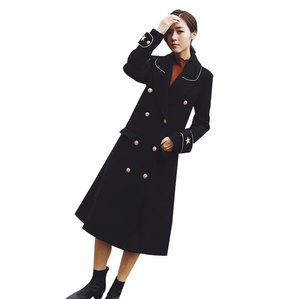 

new outfit more warm cloth coat female long cultivate morality show thin woolen cloth winter coat, Black