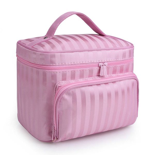

woman cosmetic bags striped pattern organizer makeup bag folding travel toiletry bag large capacity storage beauty unistyle