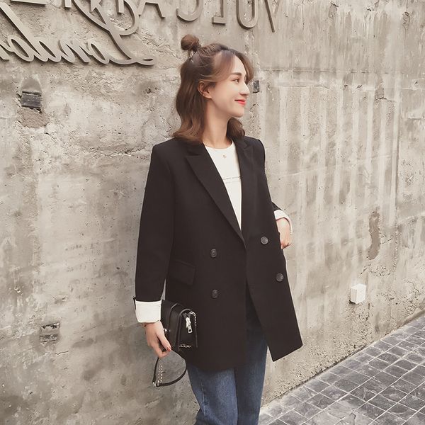 

biazer feminino new fashion small suit jacket female commuter classic british lattice long sleeves coat, White;black