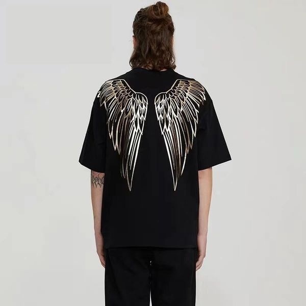 

luxury fashion trend t-shirts for men and women made of gold stamping process eagle wings printed t-shirts will not fade m-2xl, White;black