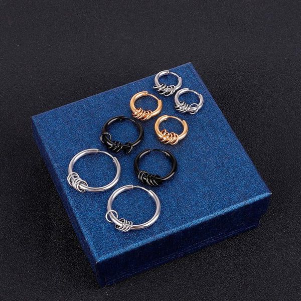 

1pc fashion earrings men's round titanium steel earrings men's jewelry accessories hipster rock style punk circle men, Golden;silver