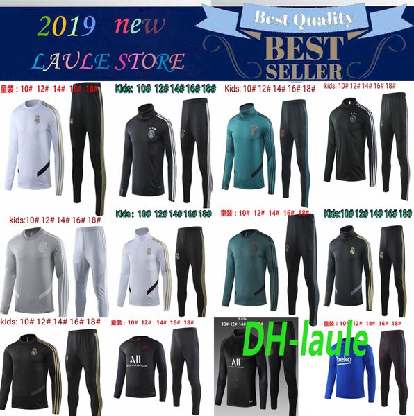

19 20 real madrid kids soccer tracksuit 2019 2020 hazard ajax football training tracksuit suarez messi ronaldo training suit jogging chandal, Black