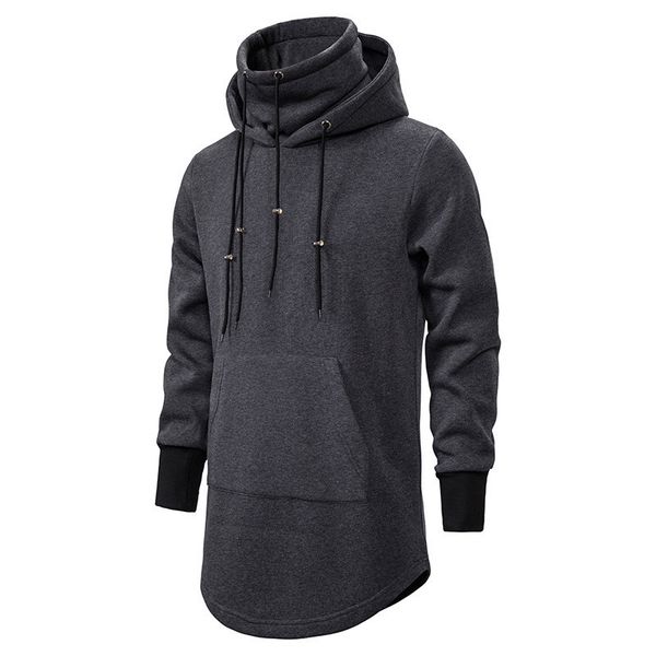 

mens casual pullover turtleneck hooded fake two pieces casual sweatshirts fashion autumn long sleeve hoodies, Black