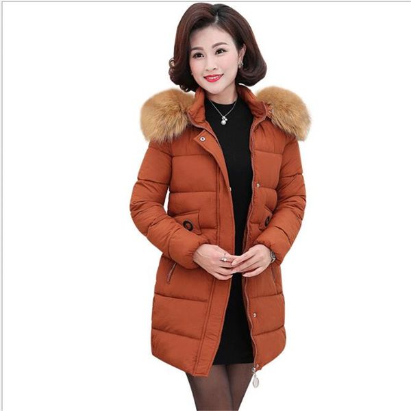 

2019 fashion new parka women winter jacket women's casual ladies long solid color warm woman coat abrigos g162, Tan;black