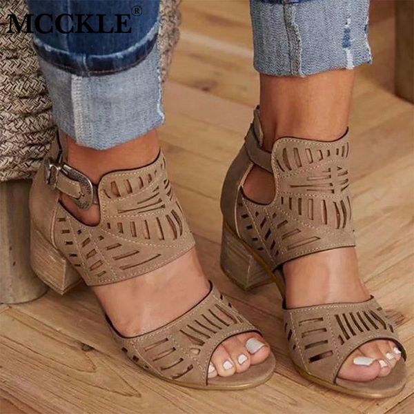 

women hollow out gladiator shoes woman fashion high heels sandals female buckle strap ladies 2020 summer new plus size, Black