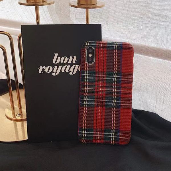 

autumn warm gray plaid plush simple fabric cloth phone case for iphone 7 8 6s 11 pro max xr xs plus soft tpu back cover