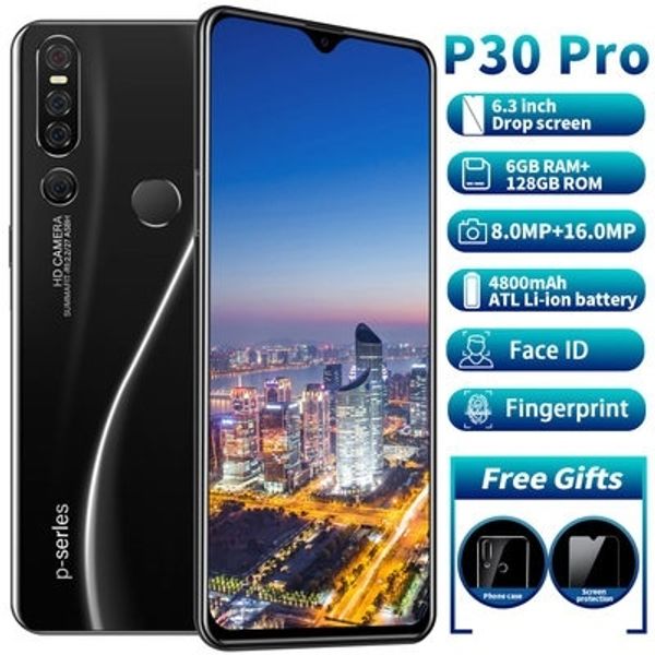 

2019 new p30 pro smart phones 6gb +128gb face id fingerprint unlock touch water drop full screen 6.3 cellulari smartphone