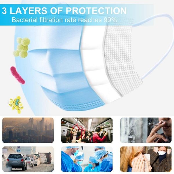 

50pcs disposable face mask safety mask dust personal health 3-ply ear loop mask