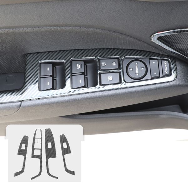 

stainless steel carbon fiber car door armrest window lifting panel sticker for elantra 2016 2017 2018 accessories c1526