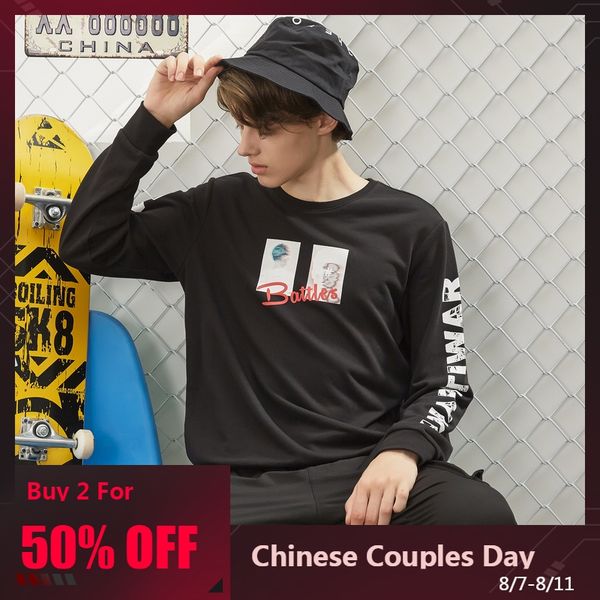 

metersbonwe autumn winter sweatshirts men hip printing fashion mens hoodies skateboard men's hoodies, Black