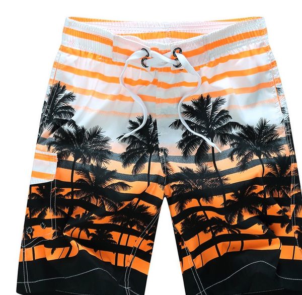 

new summer men beach shorts quick dry coconut tree printed elastic waist 4 colors m-6xl, White;black