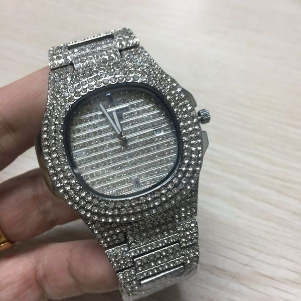 

Мужские модные часы роскошные бриллиантовые Мужские кварцевые часы 41 мм 36 повсед