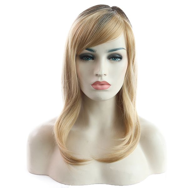 

2020 new amazon selling wig european and american wig fashion ladies oblique bangs long hair high temperature silk headgear, Black