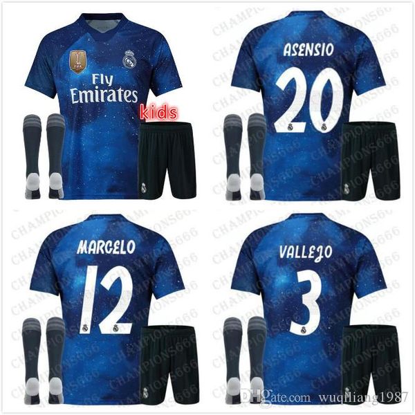 

2019 real madrid kid kit pecial edition occer jer ey 18 19 tarry blue ea port marcelo a en i i co child football hirt uniform