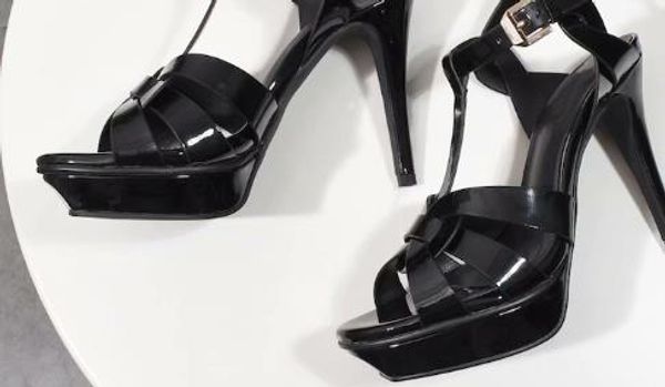 Горячие сандалии Sale-Tform S Wandals T-Brap High Caels Sandals Lady Shoots Party Shoes 10см 14 см с коробкой US 4-11
