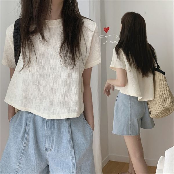 

funny girl wrinkled ~~ the shirt shirt front is short and the back is too cute, White