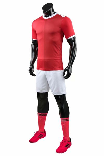 

wholesale customized men football uniforms mens kits sports clothes tracksuits discount boy football sets with shorts b24-7, Black;red