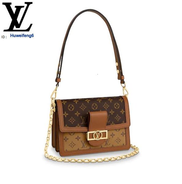 

Libobo6 m44391 dauphine mm women handbag iconic handle houlder bag tote cro body clutche evening, Black;brown