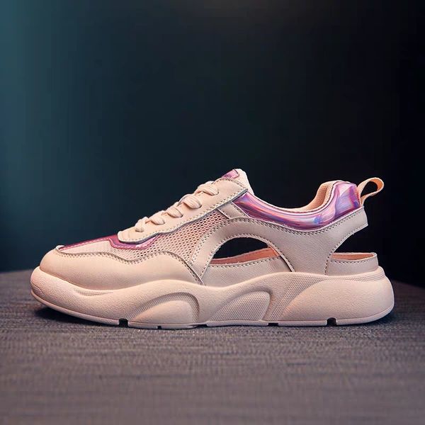 

2020 new summer hollow breathable wild baotou sports leisure rome tide sandals shoes women shoes, Black