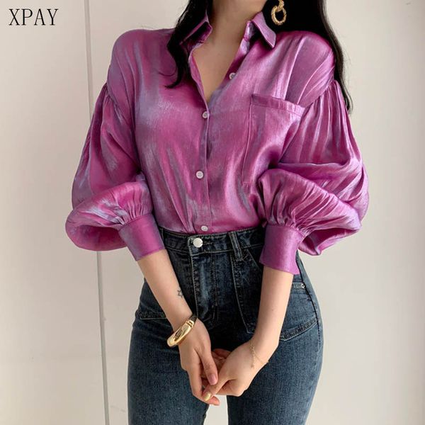 

elegant women blouse shirt fashion summer spring korea puff sleeve vintage casual loose womens blouses and clothes 2020, White