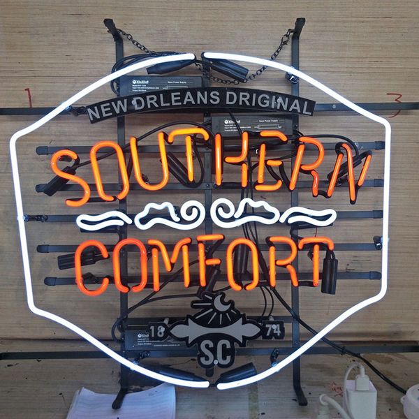 

soutkern comfort неоновая вывеска дисплей бара реклама украшение дома настенный реальный стеклянный светлый металлический каркас 17 '' 20