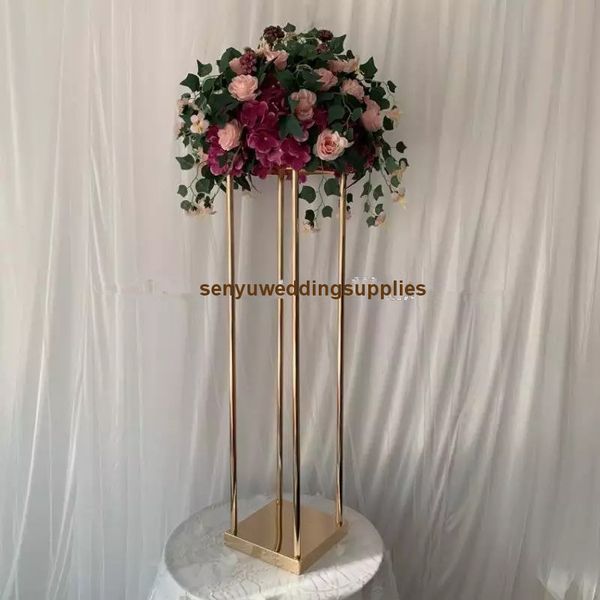 Centrotavola da tavola con colonna porta fiori in oro alto in metallo da sposa all'ingrosso di nuovo stile senyu0470