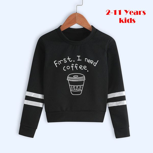 

teen kids girls letter print cute striped sweatshirts pullover clothes fashion long sleeve new arrival girls sweatshirts, Black