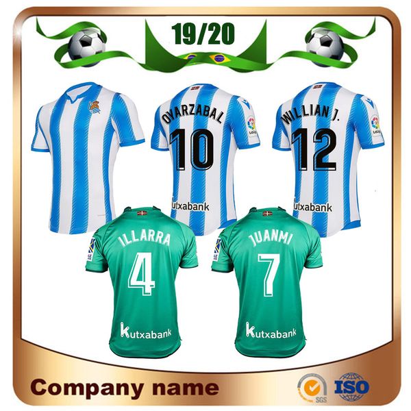 

19/20 real sociedad soccer jersey 2019 home oyarzaba soccer shir thome x.prieto carlos juanmi commemorative editio football uniform, Black;yellow