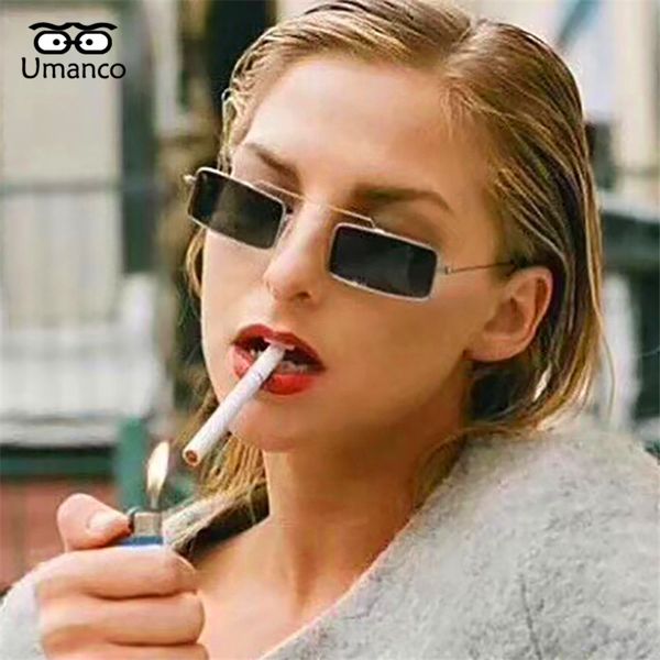 

umanco 2019 new vintage small square sunglasses for women men metal frame resin lens designer trendy brand beach travel gifts, White;black