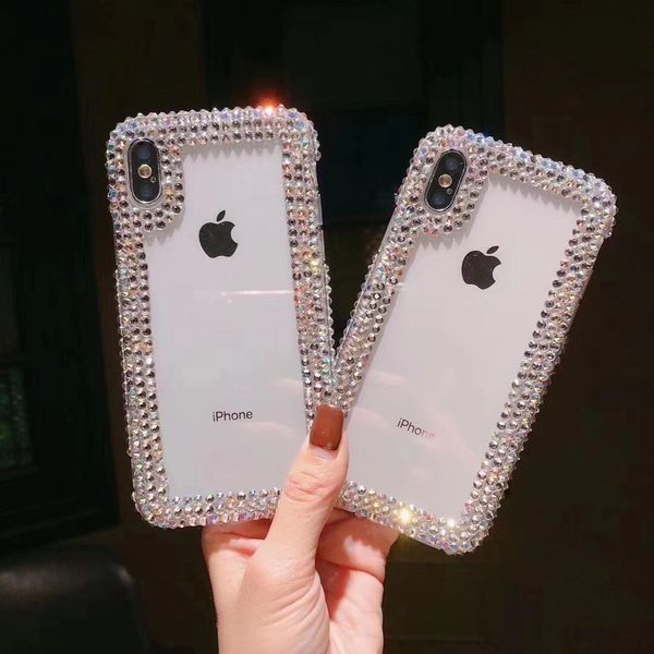 

2019 lady style rhinestone case for iphone xs max frame decoration diamond rhinestone case tpu silicone rhinestone cover