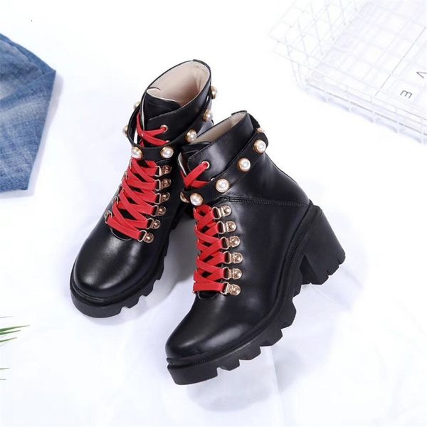 

women martin boots calfskin leather spikes rivet boot lace up ankle bottes booties australia bottines designer boots women 25s1, Black
