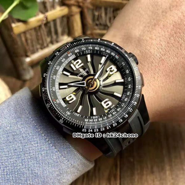

5 style turbine pilot a1086-1a black pvd steel automatic mens watch black dial rubber strap gents sports watches, Slivery;brown