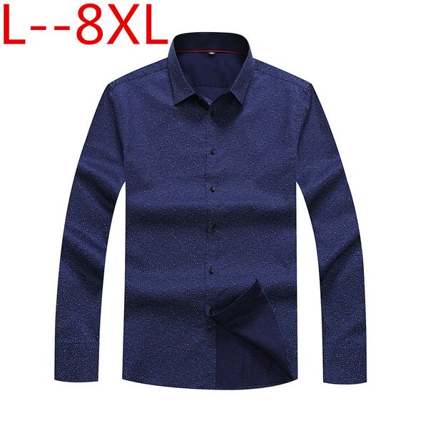

10xl 8xl 6xl 5xl new sping autumn brand men clothes loose fit men long sleeve shirt polka dot casual shirt social, White;black