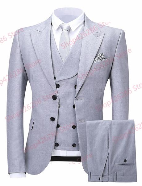 

men's suits & blazers slim fit suit real picture 3 piece jacket vest pants handsome groom wedding blazer sets formal party tuxedo costu, White;black