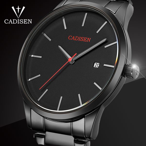 

2020 cadisen analog sports wristwatch men's quartz watches business watch male watch relogio masculino, Slivery;brown