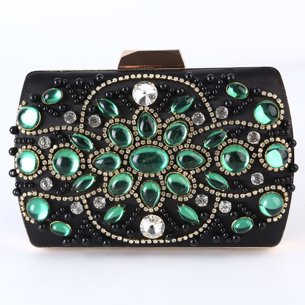 

retro evening bag handmade emerald evening dress handbags ladies clutch bag women party handbag, Black