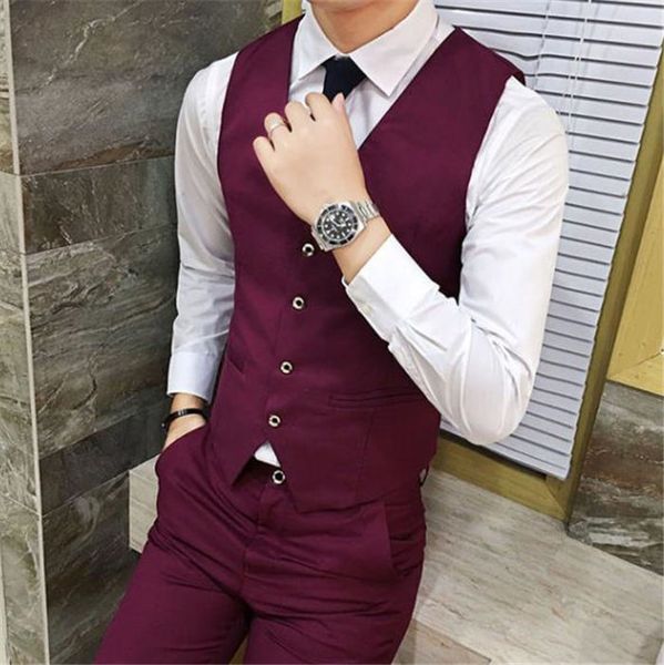 

mens business slim sleeveless vest fashion solid color mens outerwear male clothing, Black;white
