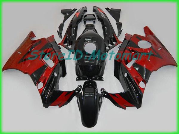 Kit de Carenagem de motocicleta para HONDA CBR600F2 91 92 93 94 CBR 600 F2 1991 1994 ABS Chamas vermelhas preto Carenagens set + presentes HF31