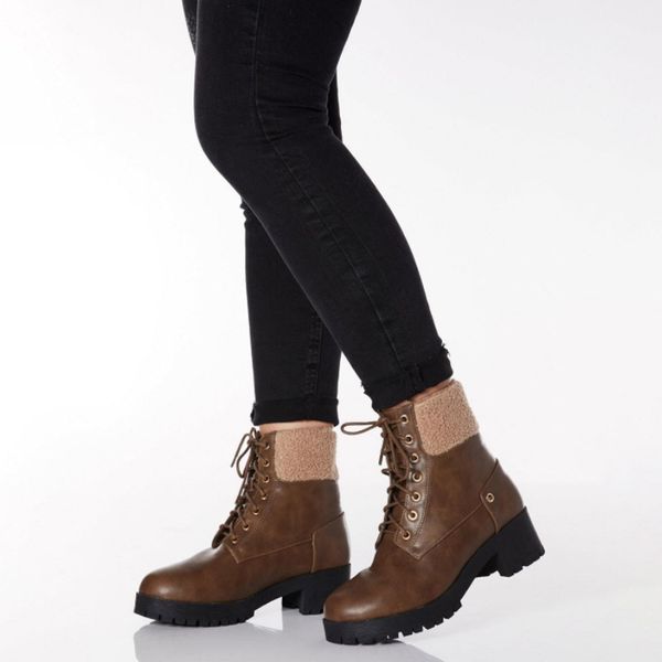 

lace up ankle boots round toe black brown autumn winter boots comfy shoes women plus size41 bota feminina zapatos de mujer