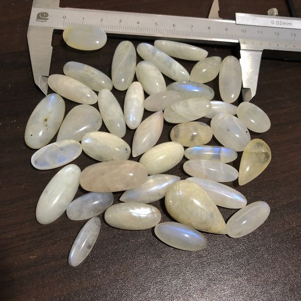 

natural moonstone irregular size pendant beads loose gem stone cabochon for jewelry making mixed 5pcs/lot 20-30mm in size, Silver