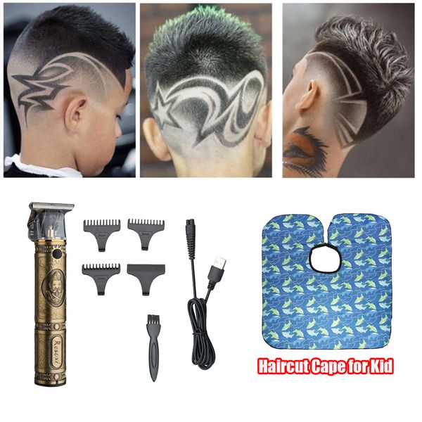 

electric usb trimmer boys men's hair grooming & cape set household