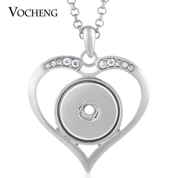 

нуса-сердце ожерелье инкрустированные clear rhinestone fit 18мм оснастки charm с нержавеющей стали цепи vocheng nn-434, Silver