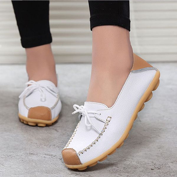 

women flat plus size 42 flat shoes women genuine leather shoes casual moccasins femme slip on leather loafers espadrilles, Black