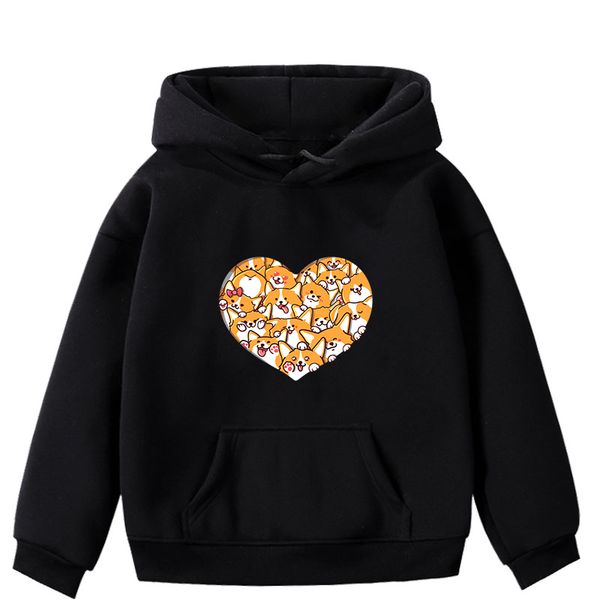 

dog print winter girls boys hoodies long sleeve toddler sweatshirts cotton children clothing cartoon baby outfits christmas gift, Black