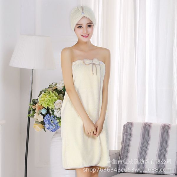 

factory direct coral fleece bath skirt thick tube wear autumn and winter bow super absorbent cute bath skirt