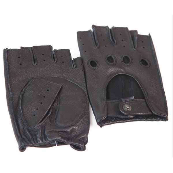 

fashion-new leather spring and summer gloves men driving non-slip half finger gloves imitation deerskin m044w-5, Blue;gray