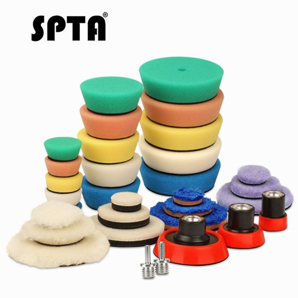 

spta 32pc detailing car polishing pad drill polisher buffing wheels kit backing plate 5/8-11 m14 m16 thread mini polish pad auto