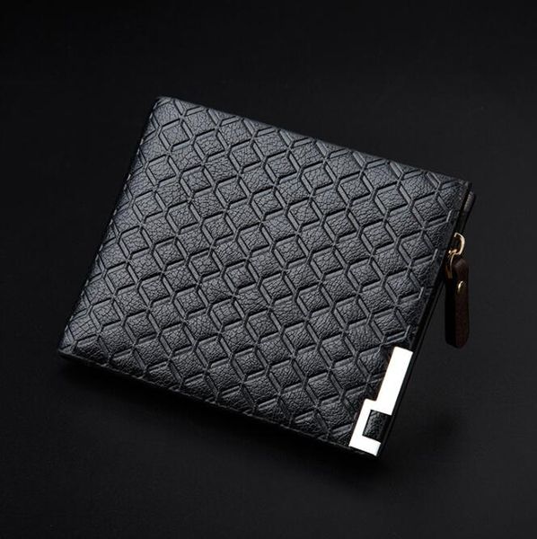 

dhl30pcs men pu press printing short card holder business square clutch wallet, Red;black