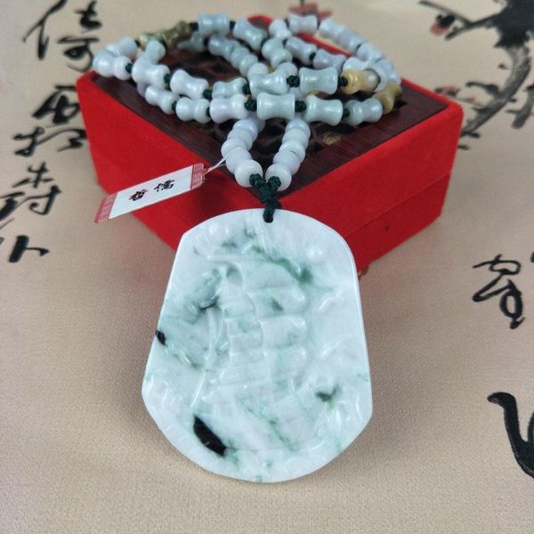 

zheru jewelry pure natural jadeite two-color sea boat pendant three-color jadeite jade pendant chain send a-level national certi, Silver