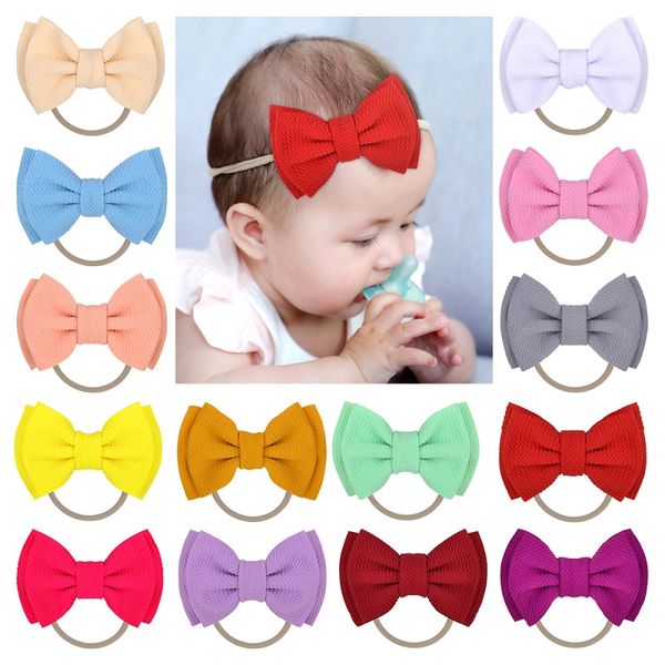 4,5 Zoll 20 Farben Baby-Bowknot-Stirnbänder, niedliche Kleinkinder, doppelte Schleife, Nylon-Kopfbänder, Boutique, elastische Haarbänder, Prinzessin-Haar-Accessoires M1928